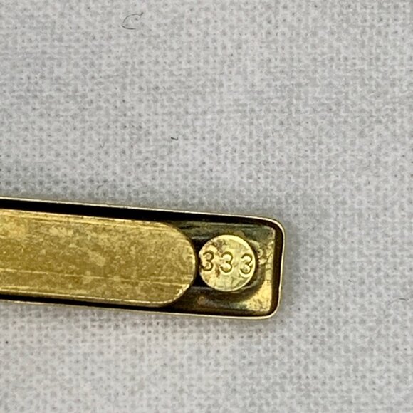 VTG 8k Karat Gold Plated Tie Bar Clip Art Deco Modernist Style German 333 Metall - Picture 3 of 4